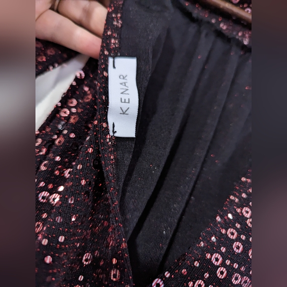 Kenar Red Sequin Halter Tie Top s: XL - Picture 6 of 10